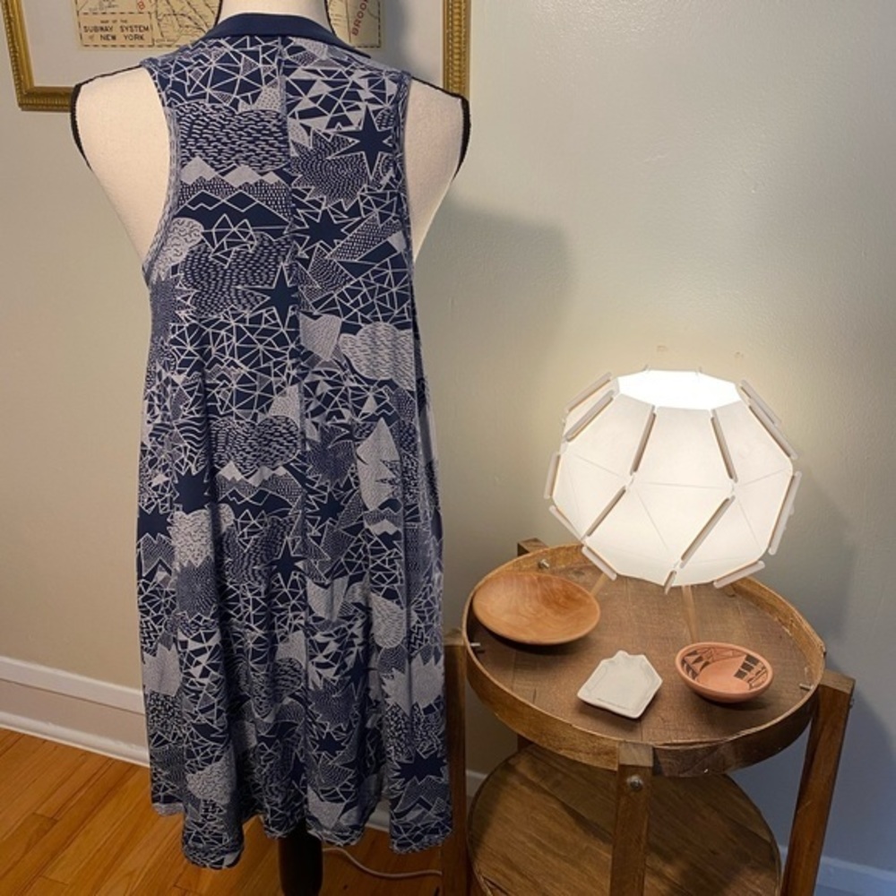 Brooklyn Industries Navy Print Sleeveless Summer Dress Size Medium - Picture 2 of 6